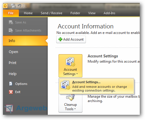 Installatie E-mailaccount POP3/IMAP (Outlook 2010) | Argeweb